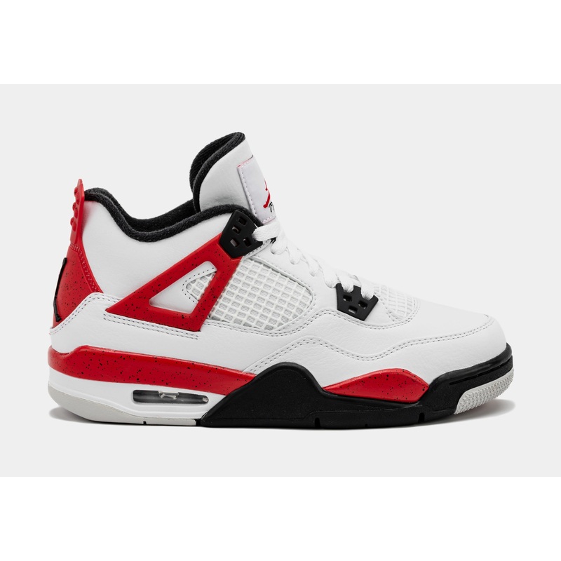 Air Jordan 4 Retro Red Cement Grade School Lifestyle Shoes (White/Red) Free Shipping