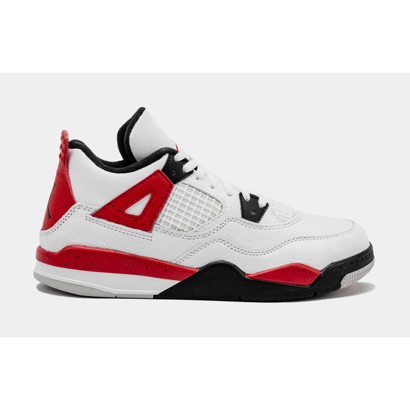 Air Jordan 4 Retro Red Cement Preschool Lifestyle Shoes (White/Red) Free Shipping