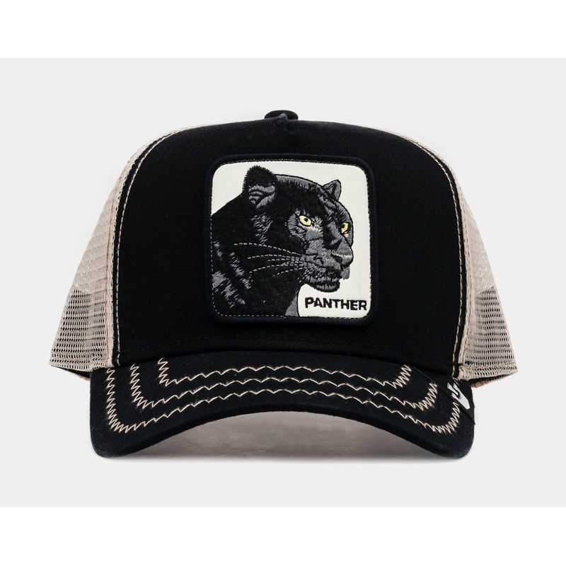 Black Panther 14×14 Trucker Mens Hat (Black/Beige)