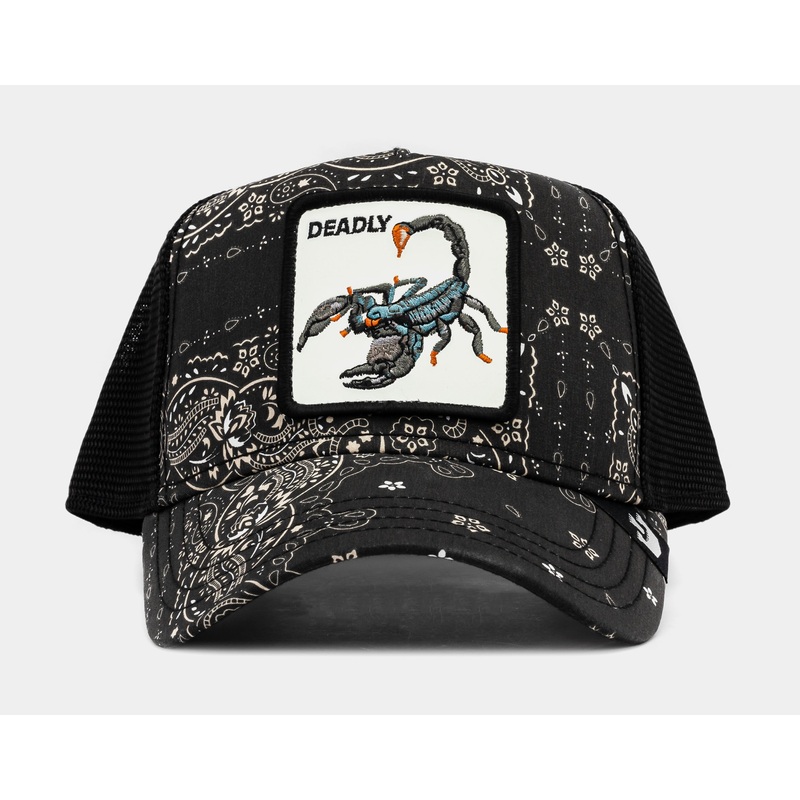 Diamonds and Pearls Paisley Trucker Mens Hat (Black/Beige)