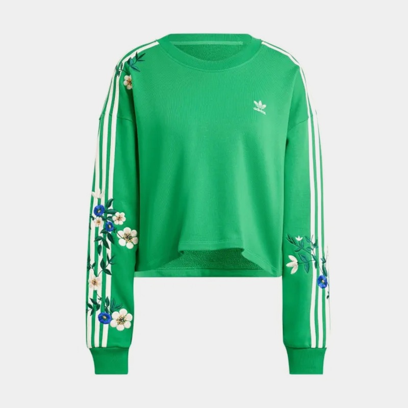 Floral Graphics Womens Crewneck (Green/White)