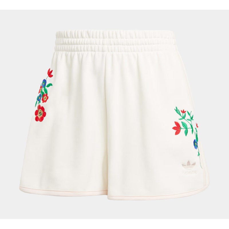 Floral Graphics Womens Shorts (White/Pink)