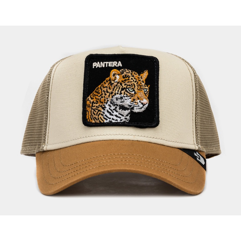 Premium Pantera Trucker Mens Hat (Khaki/Yellow)