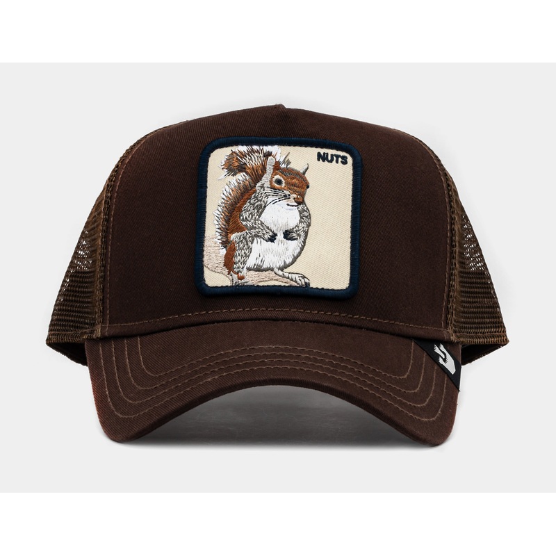 Squirrel 14×14 Trucker Mens Hat (Brown/White)