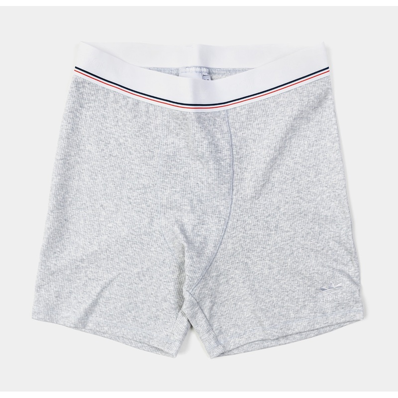 Tape Ribbed Womens Shorts (Grey/White)