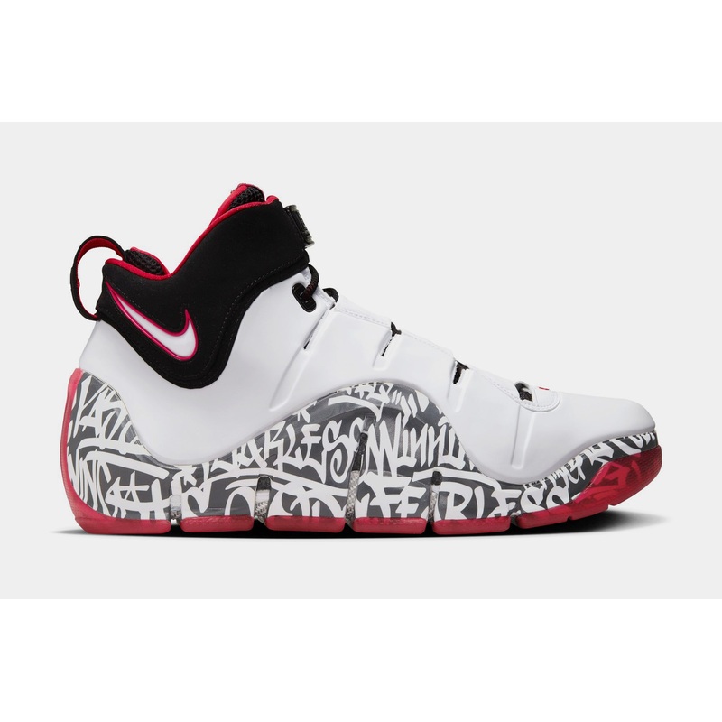Zoom Lebron IV Graffiti Mens Basketball Shoes (White/Black/University Red/White)