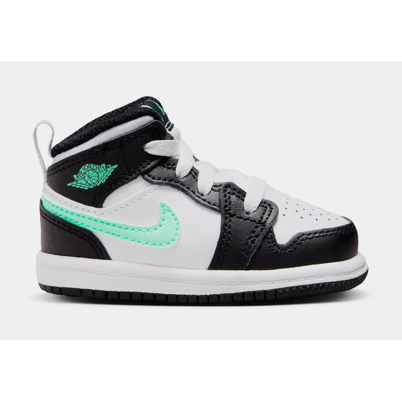 Air Jordan 1 Mid Infant Toddler Lifestyle Shoes (White/Green Glow/Black)