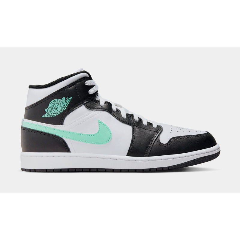Air Jordan 1 Mid Mens Lifestyle Shoes (White/Green Glow/Black)