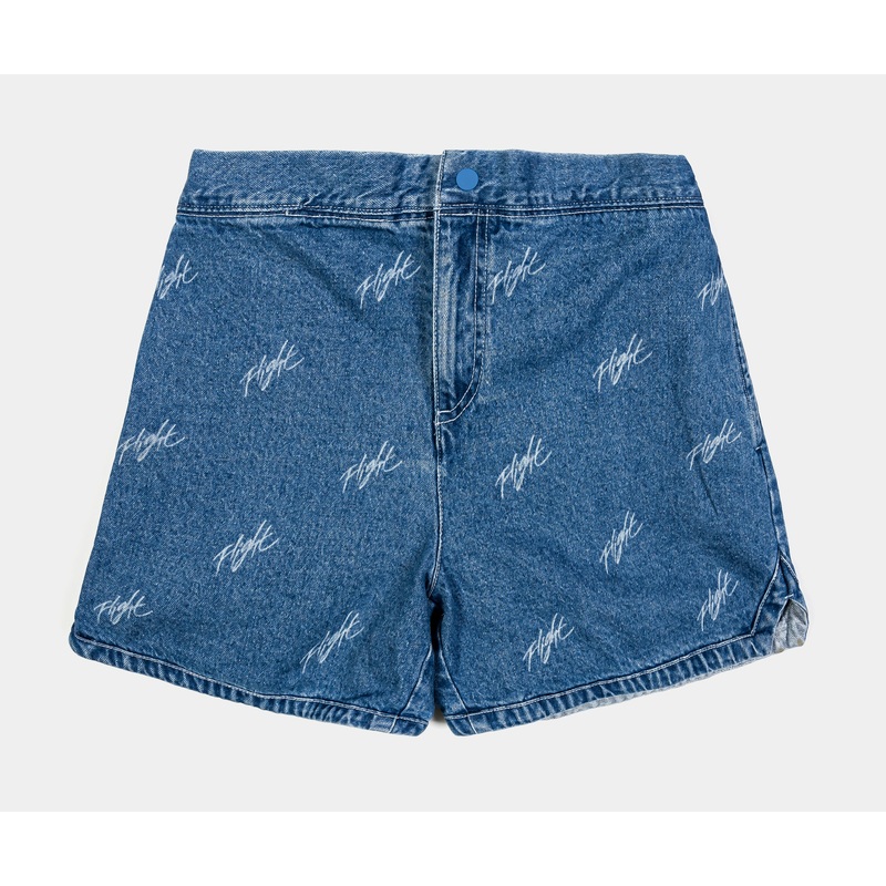 Flight All Over Print Denim Womens Shorts (Blue)