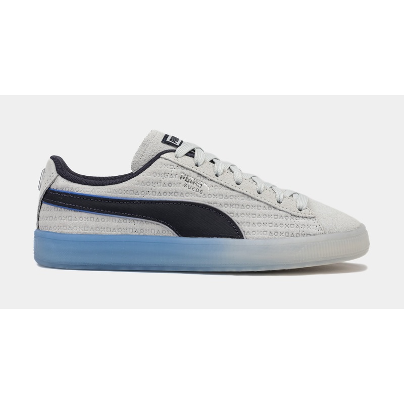 Playstation Suede Grade School Lifestyle Shoes (Grey/Blue)
