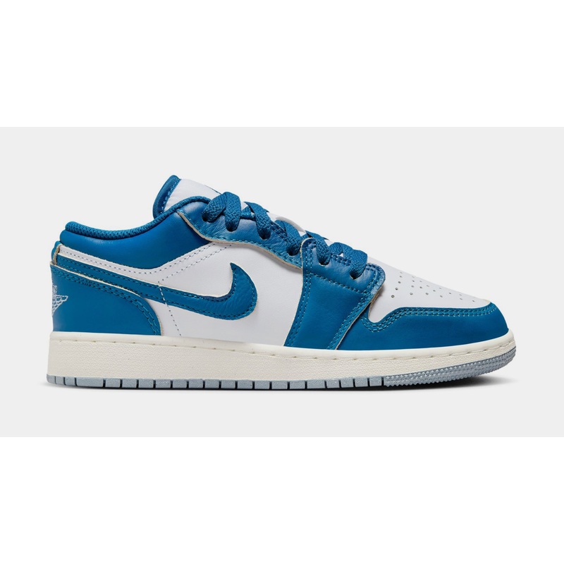 Air Jordan 1 Low SE Industrial Blue Grade School Lifestyle Shoes (White/Blue Grey/Sail/Industrial Blue)
