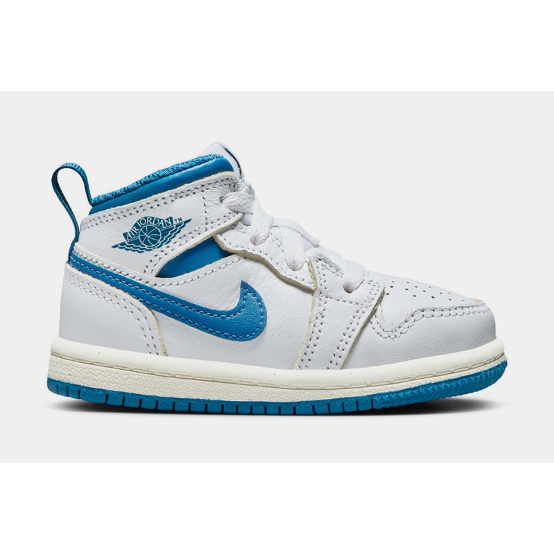 Air Jordan 1 Retro Mid SE Industrial Blue Infant Toddler Lifestyle Shoes (White/Sail/Industrial Blue)