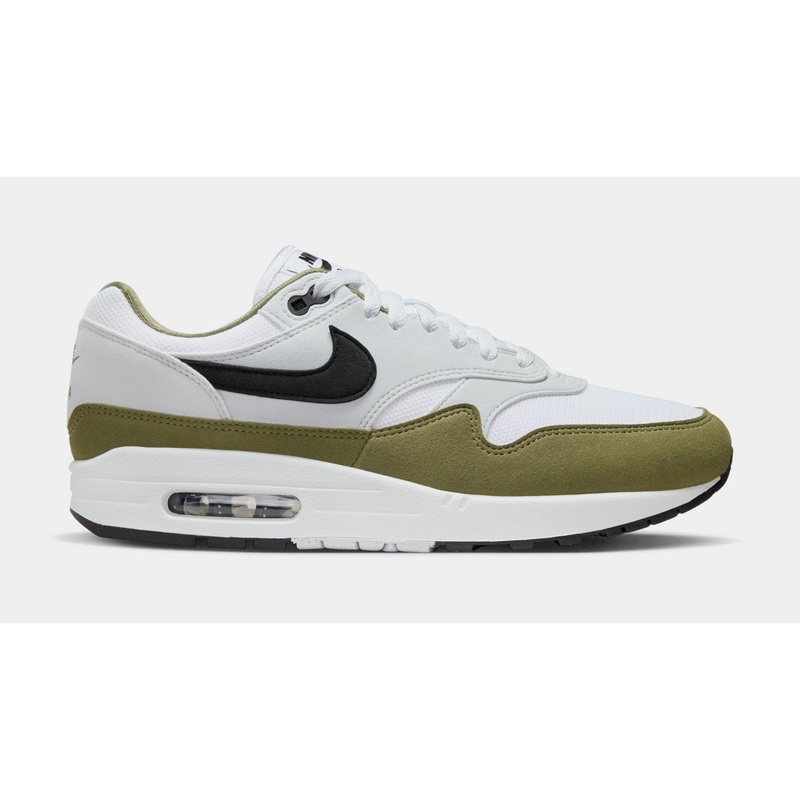 Air Max 1 Mens Lifestyle Shoes (White/Pure Platinum/Medium Olive/Black)