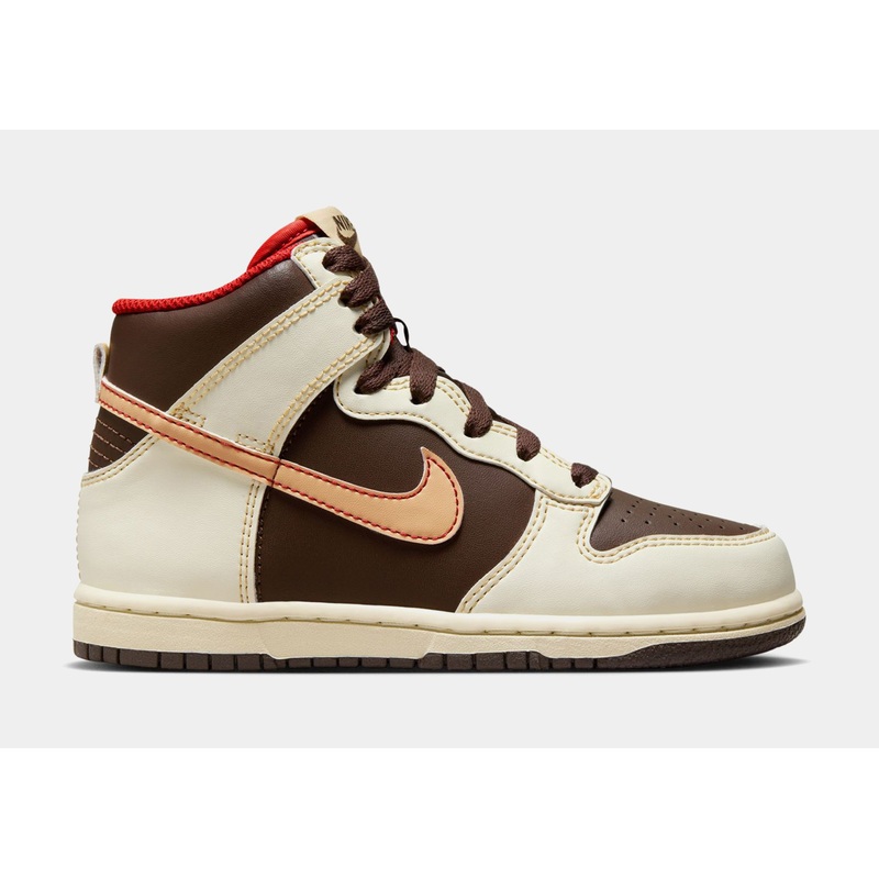 Dunk High Preschool Lifestyle Shoes( Baroque Brown/Sesame/Coconut Milk/Mystic Red)