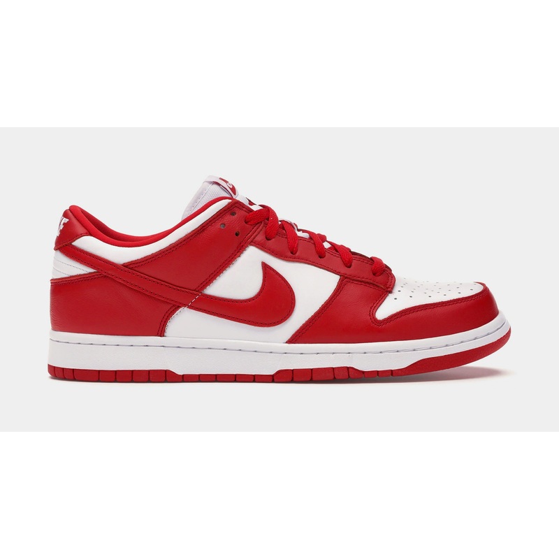 Dunk Low White and University Red Mens Lifestyle Shoes (White/University Red)