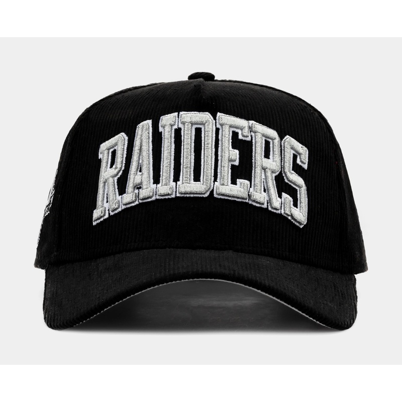 Exclusive Las Vegas Raiders Black Corduroy 9Forty Snapback Mens Hat (Black/Grey)