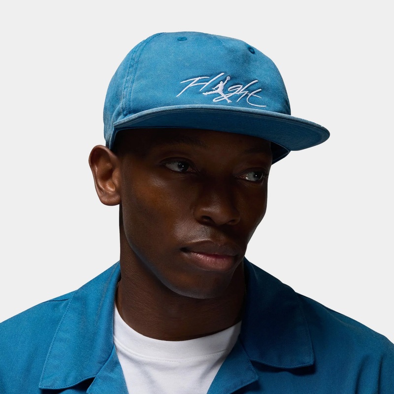 Flight Pro Unstructured 5 Panel Cap Mens Hat (Blue/White)
