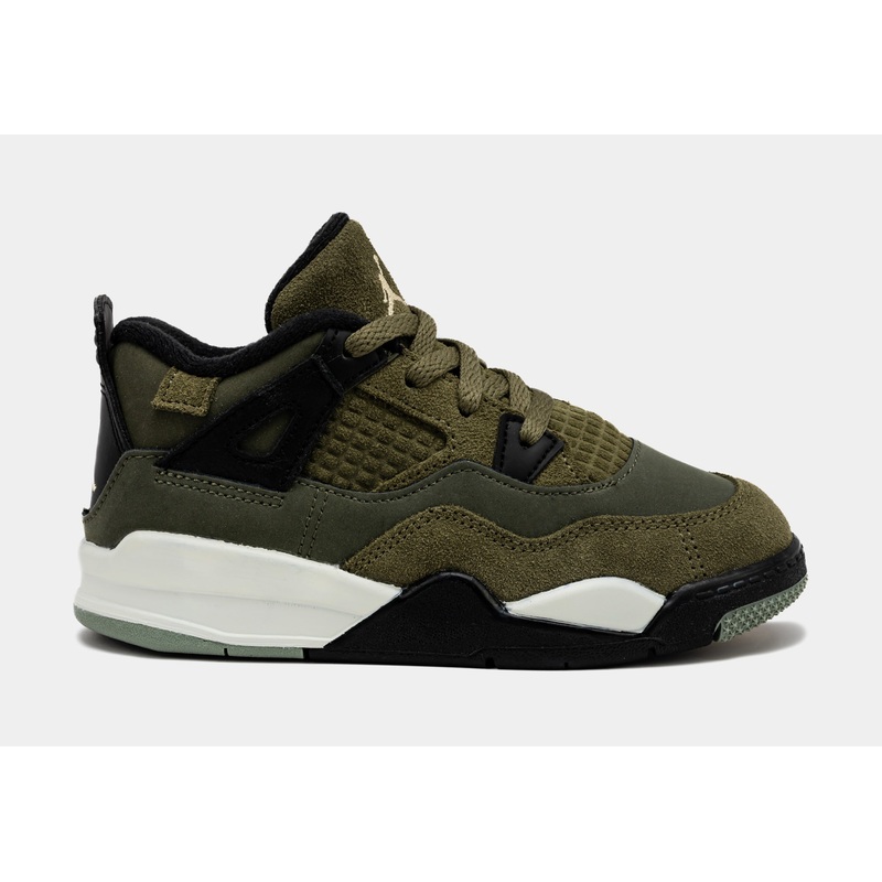 Air Jordan 4 Retro SE Craft Olive Infant Toddler Lifestyle Shoes (Medium Olive)