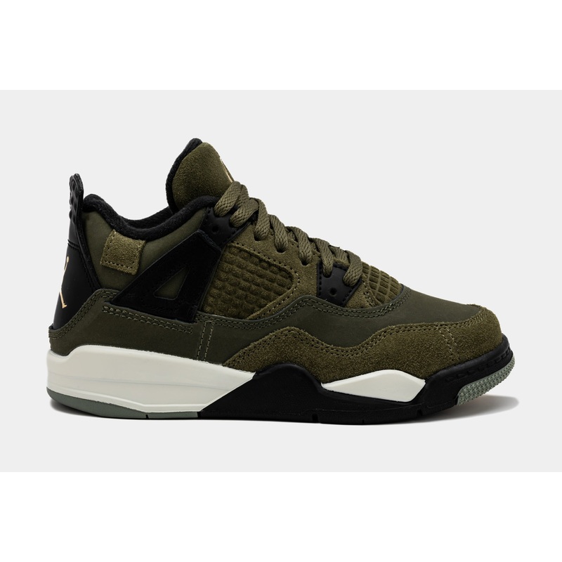 Air Jordan 4 Retro SE Craft Olive Preschool Lifestyle Shoes (Medium Olive)