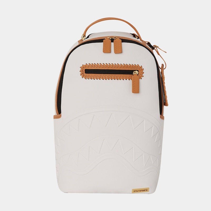 Catamaran Embossed Mens Backpack (White/Beige)