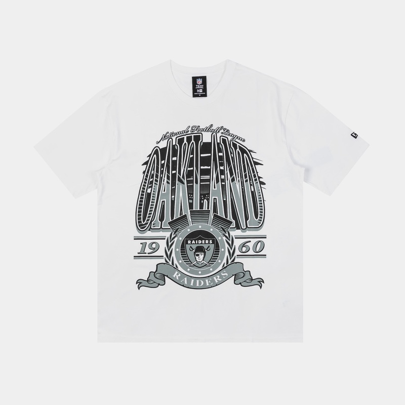 Oakland Raiders 1960 Mens Short Sleeve Shirt (White/Black)