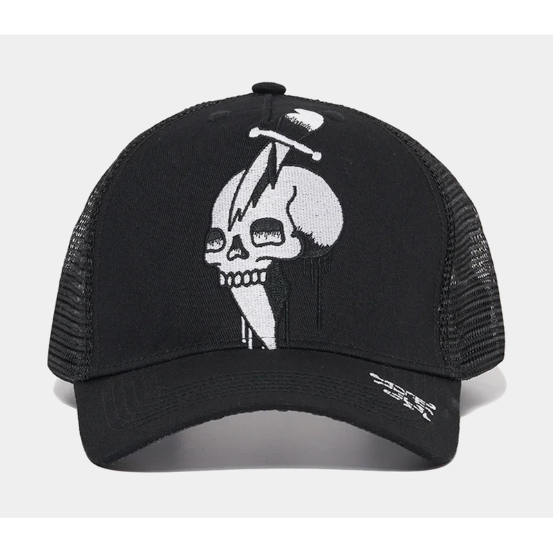 Skull Sword Trucker Mens Hat (Black/White)
