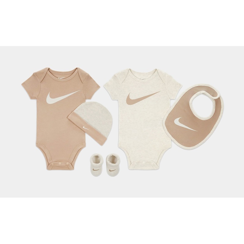 Swoosh Essentials 5 Piece Infant Toddler Set (Beige/White)