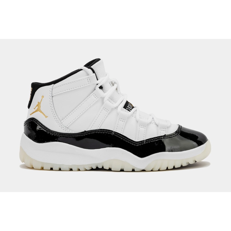 Air Jordan 11 Retro Gratitude Preschool Lifestyle Shoes (White/Metallic Gold/Black)