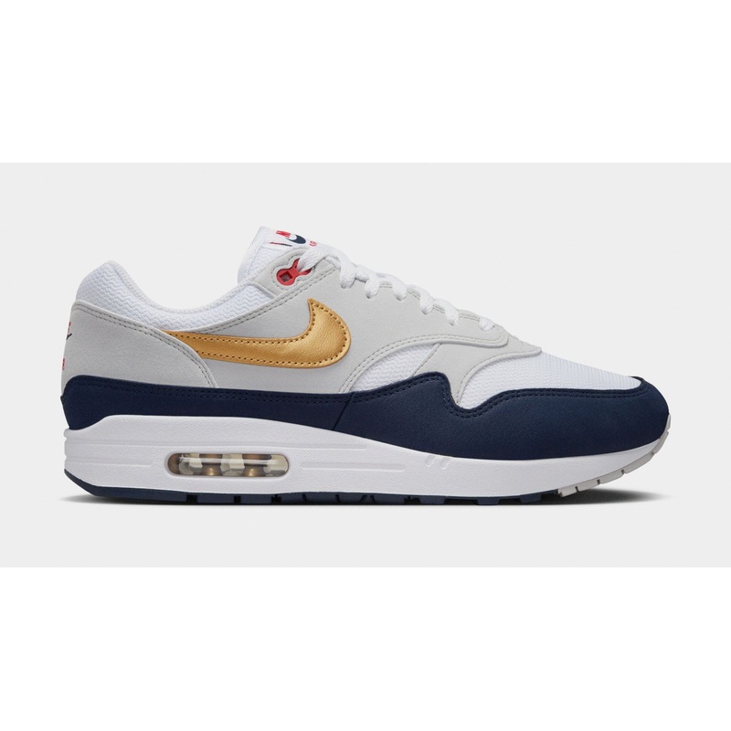 Air Max 1 Mens Running Shoes (Obsidian/White/Light Smoke Grey/Metallic Gold)