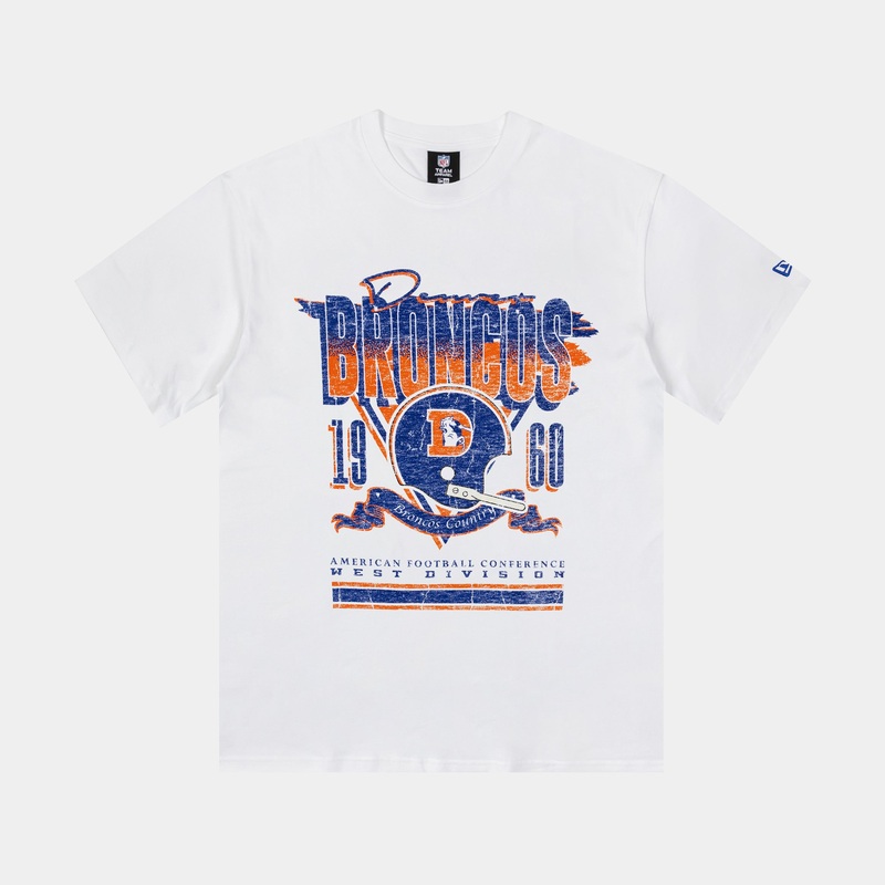 Denver Broncos 1960 Mens Short Sleeve Shirt (White/Blue)