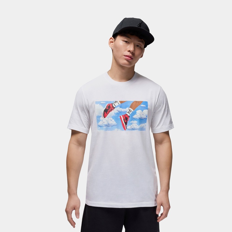 Flight Essentials Sky Graphic Mens Short Sleeve Shirt (White/Red)