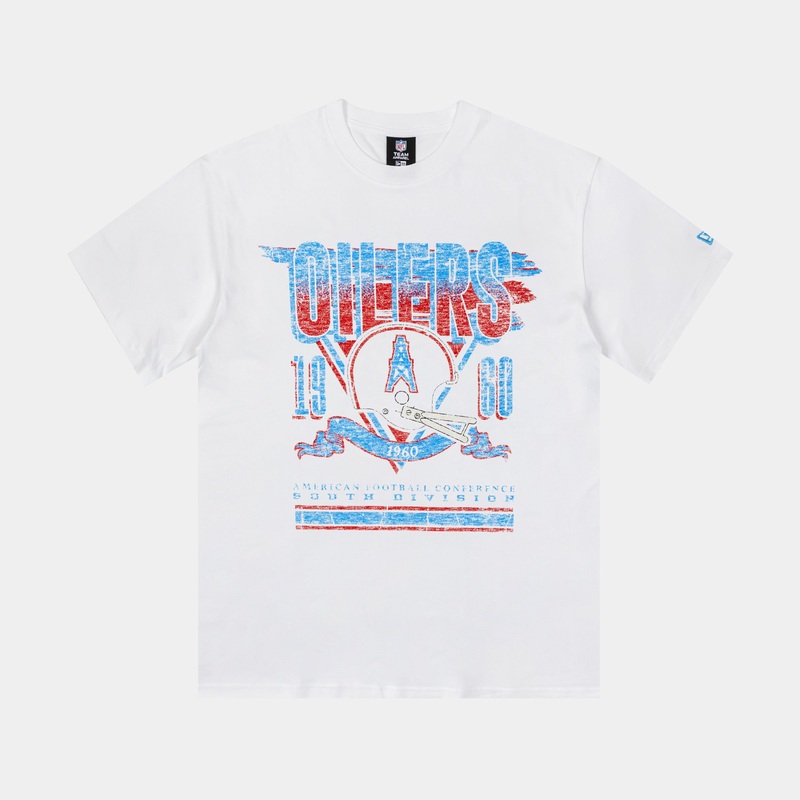 Houston Oilers Mens Short Sleeve Shirt (White/Red)
