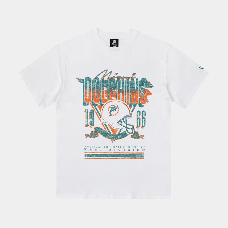 Miami Dolphins 1966 Mens Short Sleeve Shirt (White/Orange)