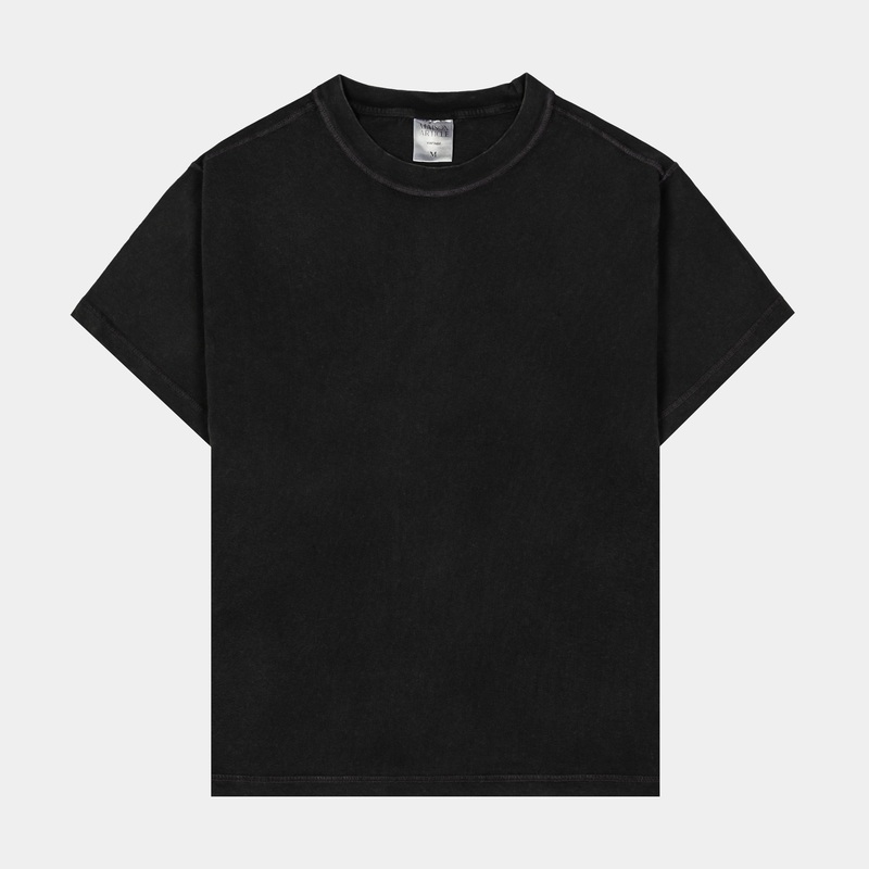 Solid Vintage Mens Short Sleeve Shirt (Black)