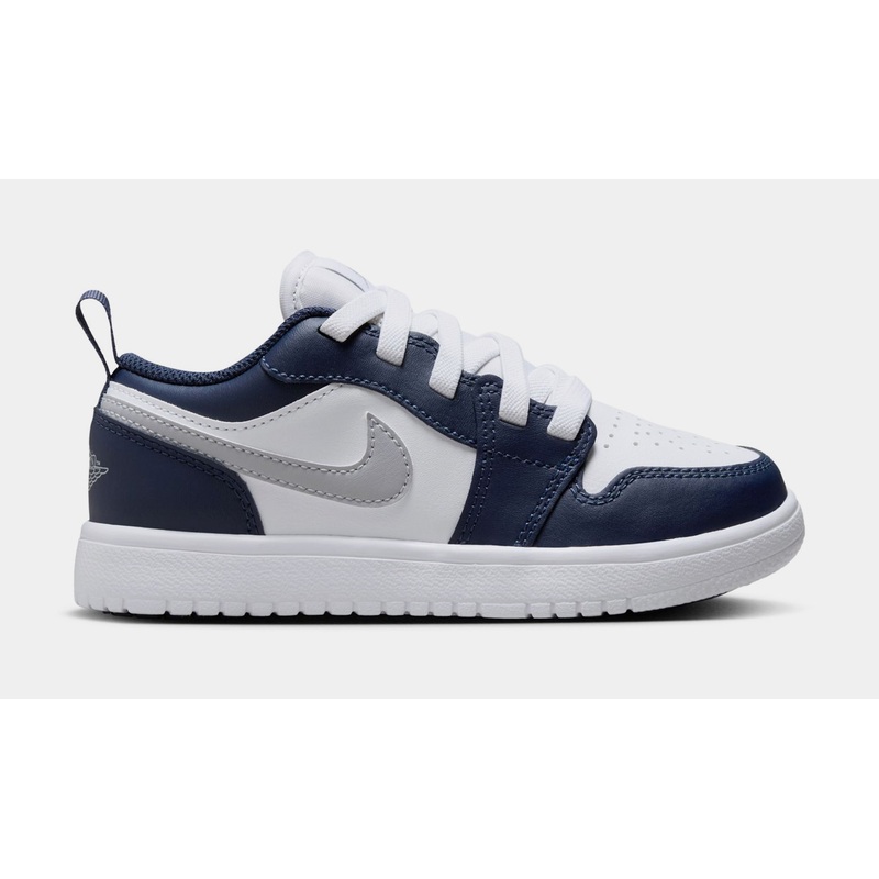 Air Jordan 1 Low ALT Preschool Lifestyle Shoes (White/Midnight Navy/Wolf Grey)