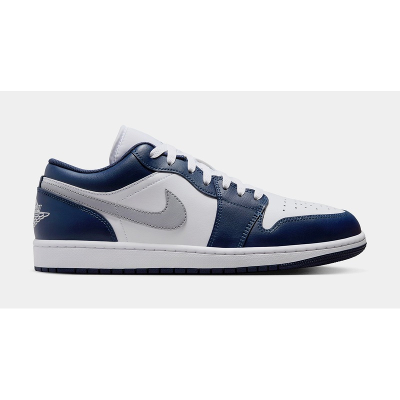 Air Jordan 1 Low Midnight Navy Mens Lifestyle Shoes (White/Midnight Navy/Wolf Grey)