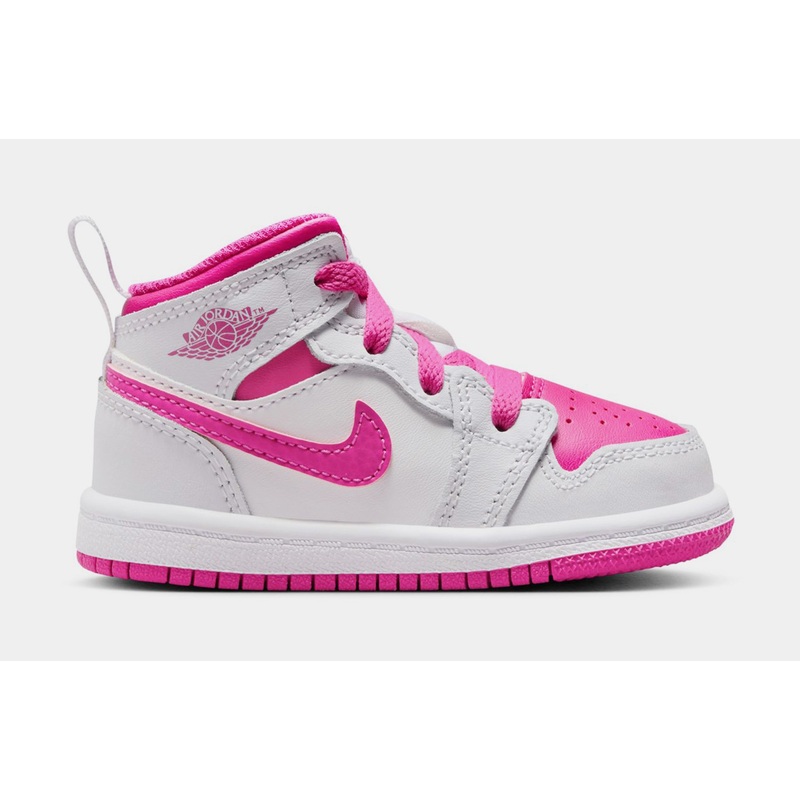 Air Jordan 1 Mid Fire Pink Infant Toddler Lifestyle Shoes (Fire Pink/White)