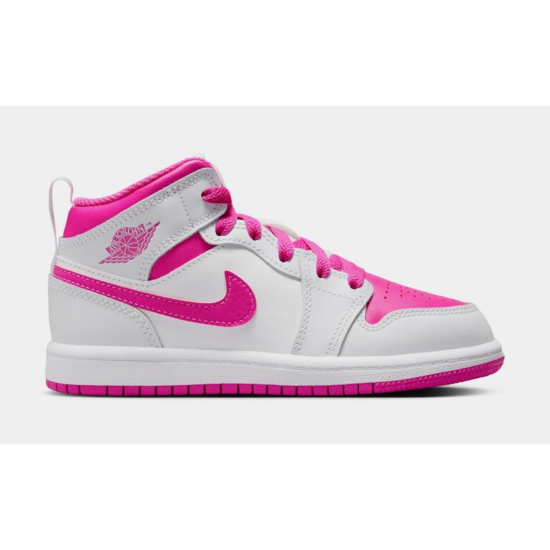 Air Jordan 1 Mid Fire Pink Preschool Lifestyle Shoes (Iris Whisper/White/Fire Pink)