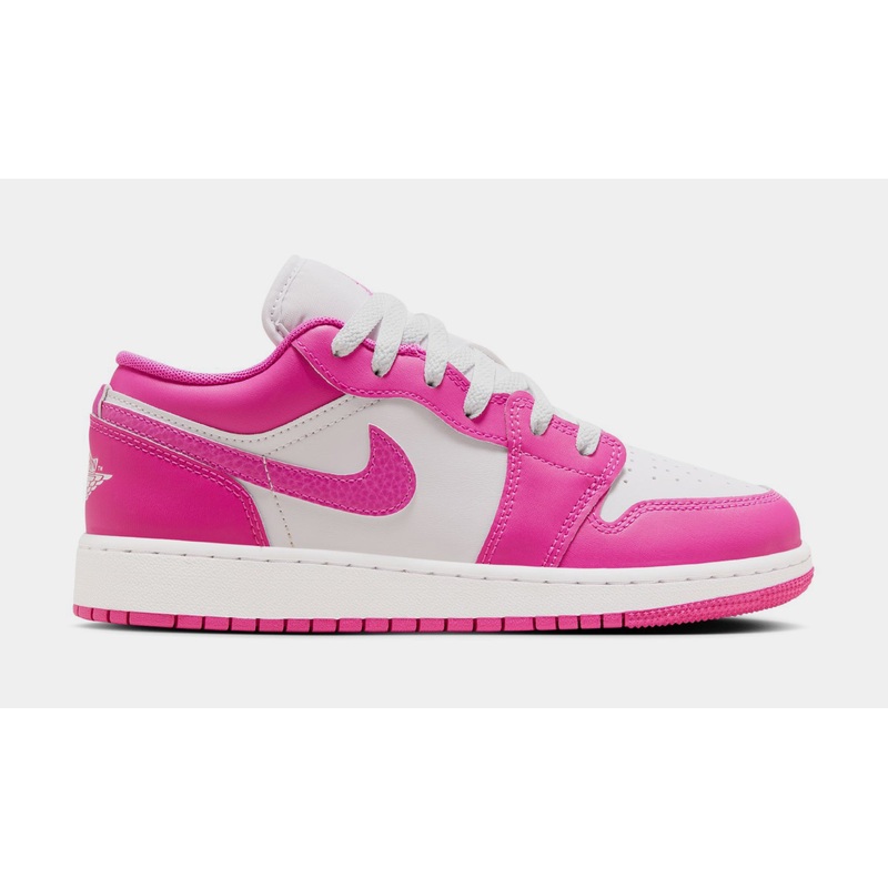 Air Jordan 1 Retro Low Grade School Lifestyle Shoes (Fire Pink/Iris/White)