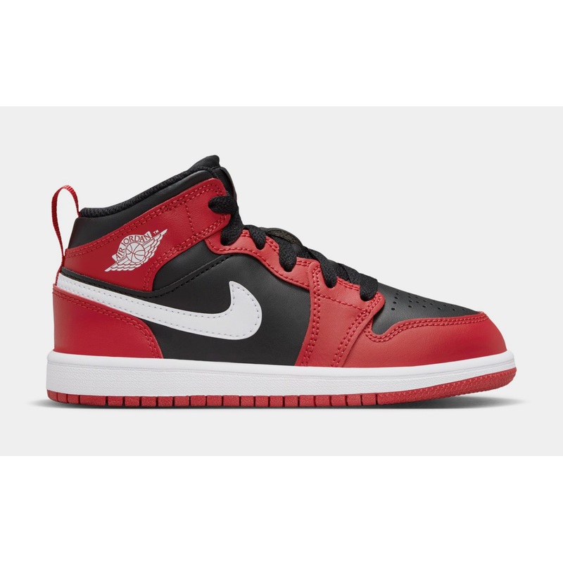 Air Jordan 1 Retro Mid Gym Red Preschool Lifestyle Shoes (Black/Gym Red/White)