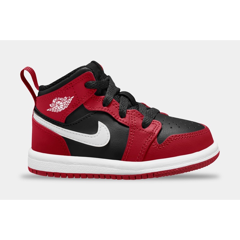 Air Jordan 1 Retro Mid Infant Toddler Lifestyle Shoes (Black/Gym Red)
