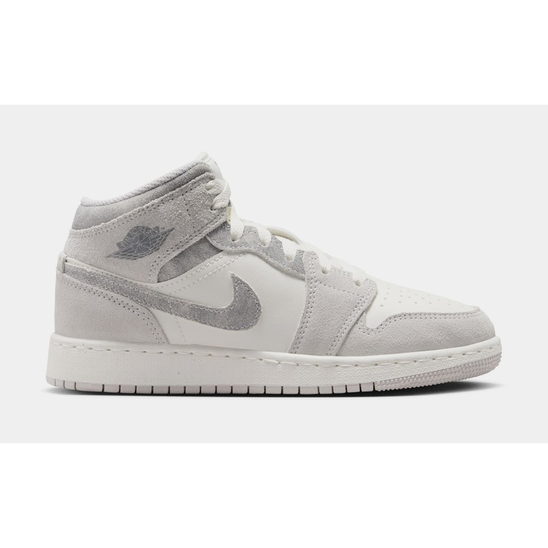 Air Jordan 1 Retro Mid SE Neutral Grey Grade School Lifestyle Shoes (Neutral Grey/Sail/Smoke Grey)