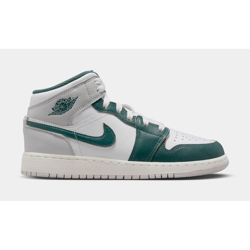 Air Jordan 1 Retro Mid SE Oxidized Green Grade School Lifestyle Shoes (White/Oxidized Green/Sail/Neutral Grey)