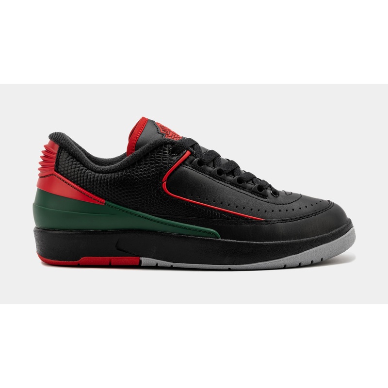 Air Jordan 2 Retro Low Christmas Grade School Lifestyle Shoes (Black/Fire Red/Cement Grey)
