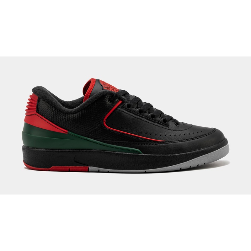 Air Jordan 2 Retro Low Christmas Mens Lifestyle Shoes (Black/Fire Red/Cement Grey)