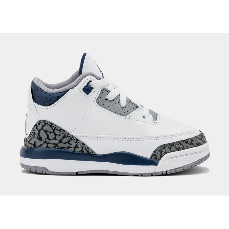 Air Jordan 3 Retro Midnight Navy Infant Toddler Lifestyle Shoes (White/Midnight Navy/Cement Grey) Free Shipping