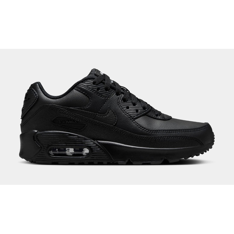 Air Max 90 Triple Black Grade School Running Shoes (Black/White)