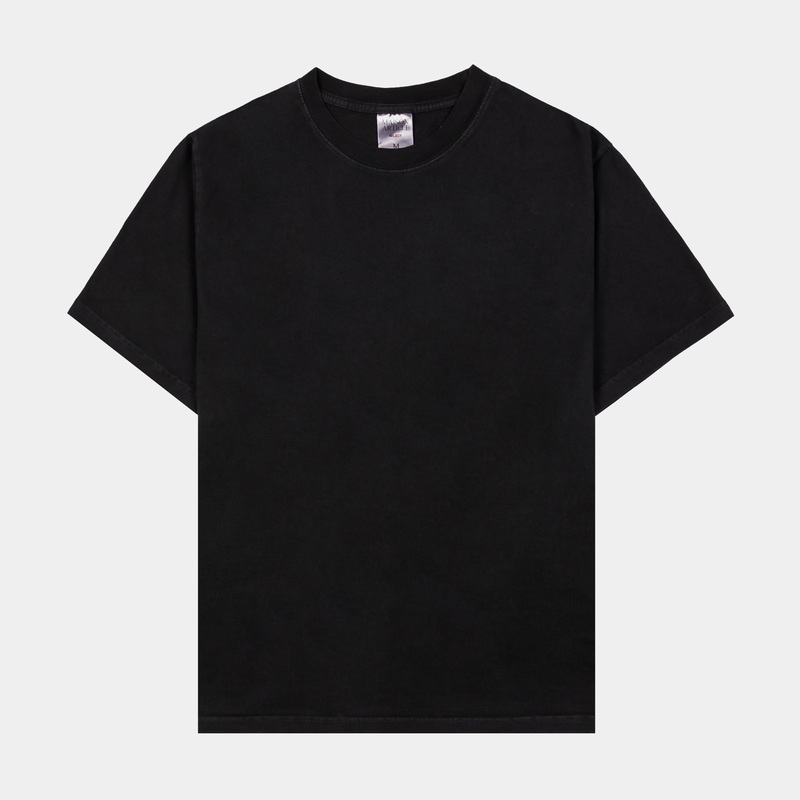 Solid Washed Out Mens Short Sleeve Shirt (Black)