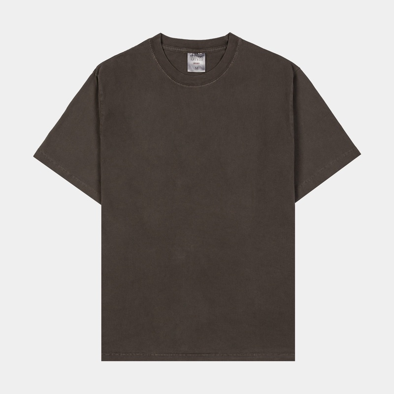 Solid Washed Out Mens Short Sleeve Shirt (Brown)