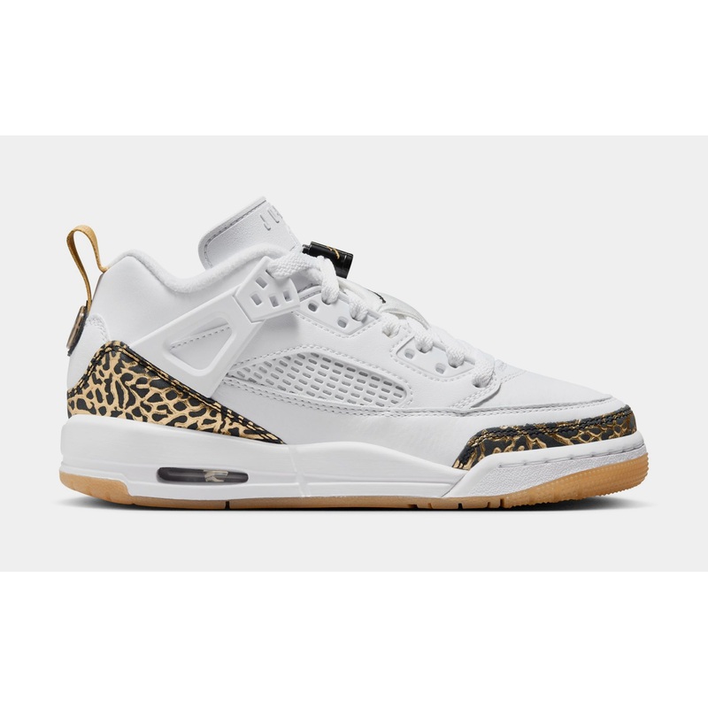 Spizike Low Grade School Lifestyle Shoes (White/Black/Metallic Gold)